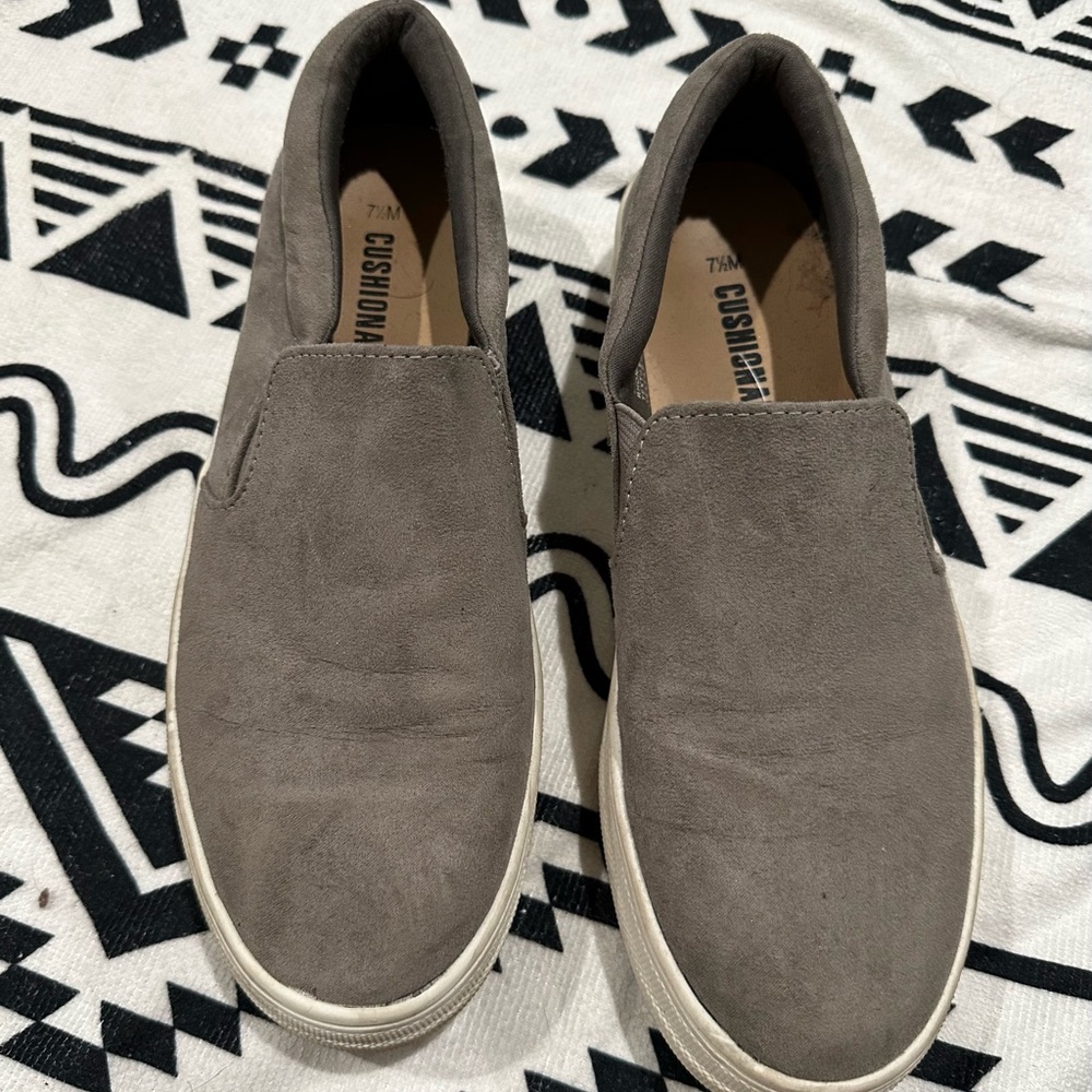 Women's Grey Suede Like Slip-On Shoes